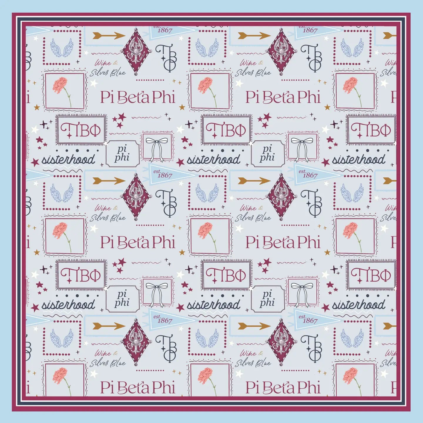 Pi Beta Phi Silk Scarf
