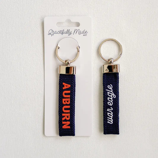 Auburn - War Eagle Embroidered Keychain
