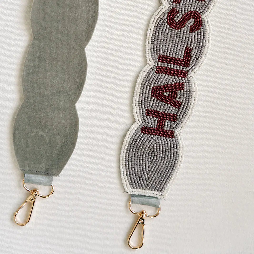 Mississippi State University Fully Beaded Scalloped Purse Strap