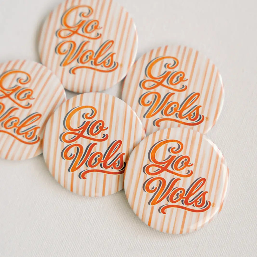 Tennessee Striped "Go Vols" Game Day Button