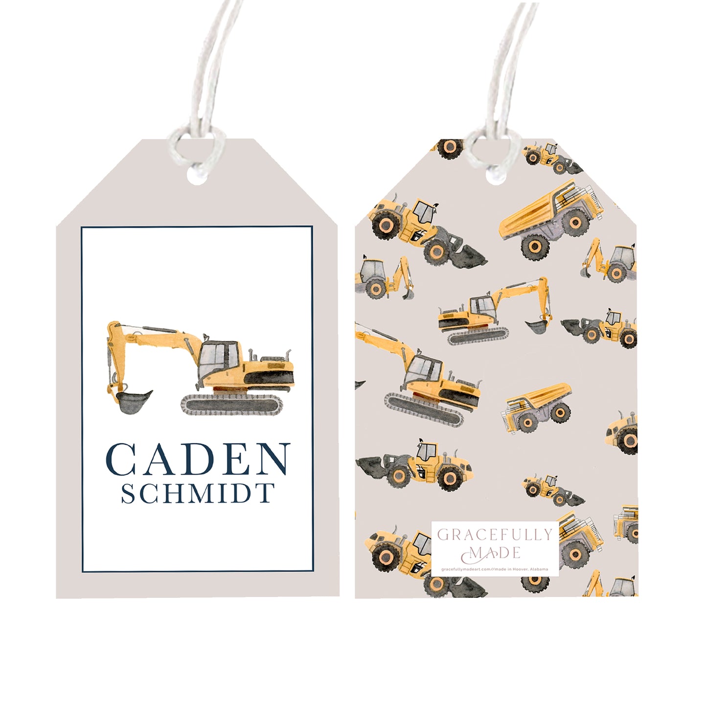 Personalized construction gift tags