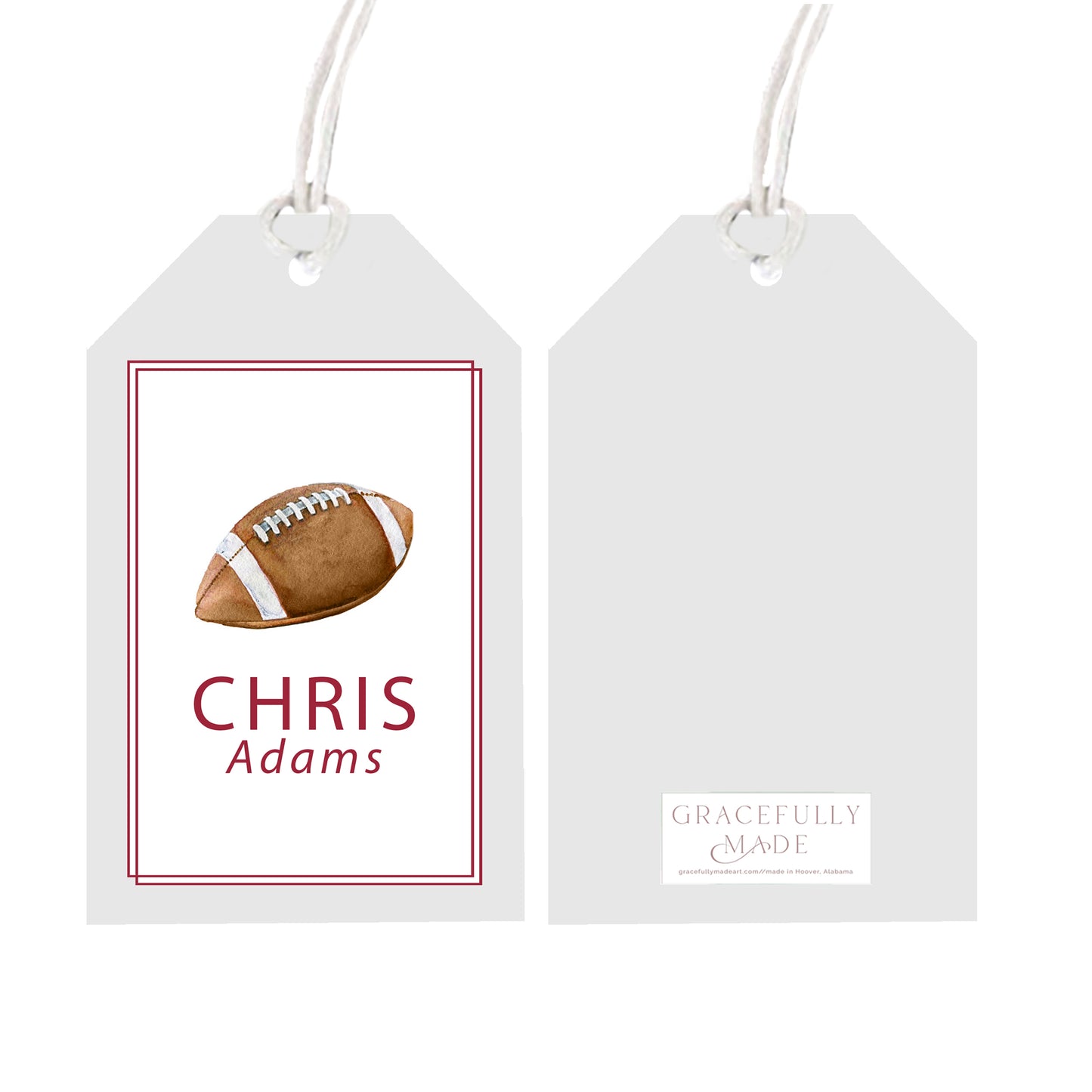 Personalized crimson football gift tags