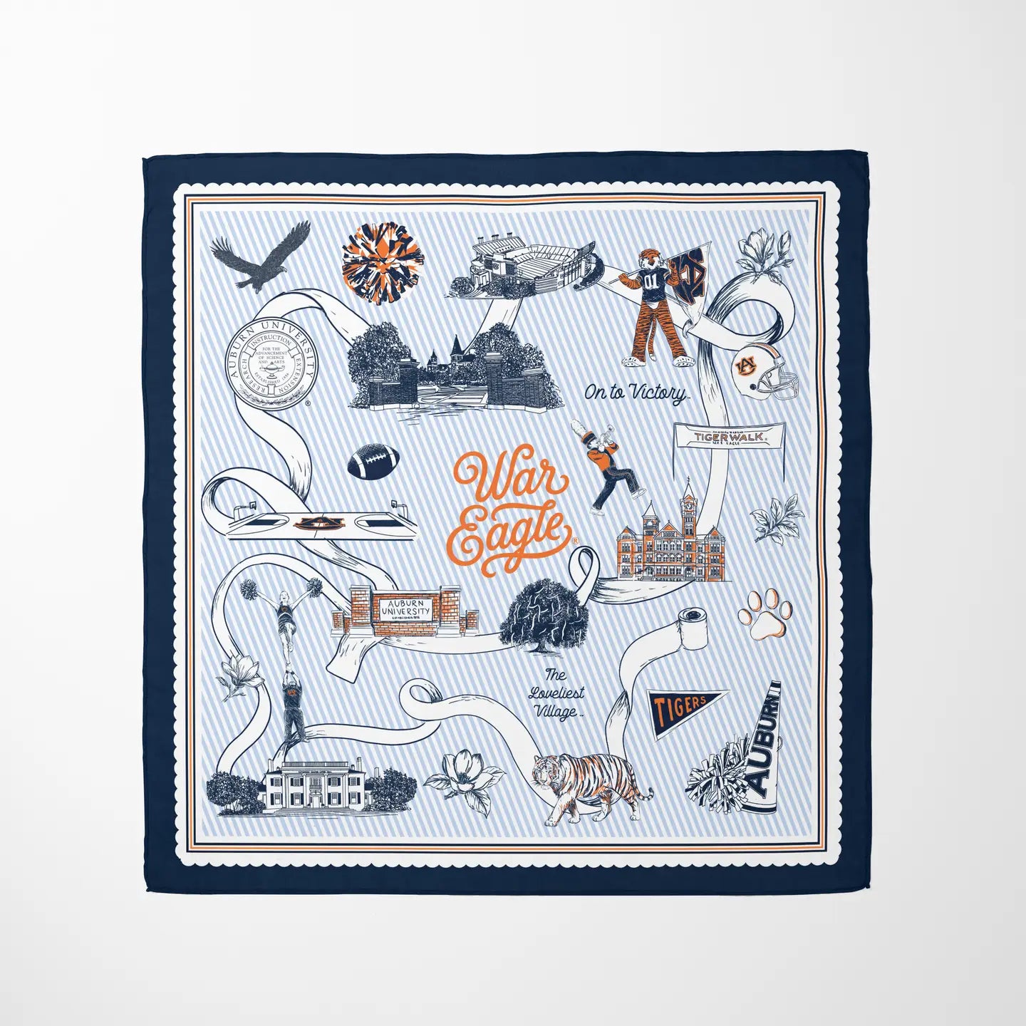 Auburn University Striped Silk Scarf
