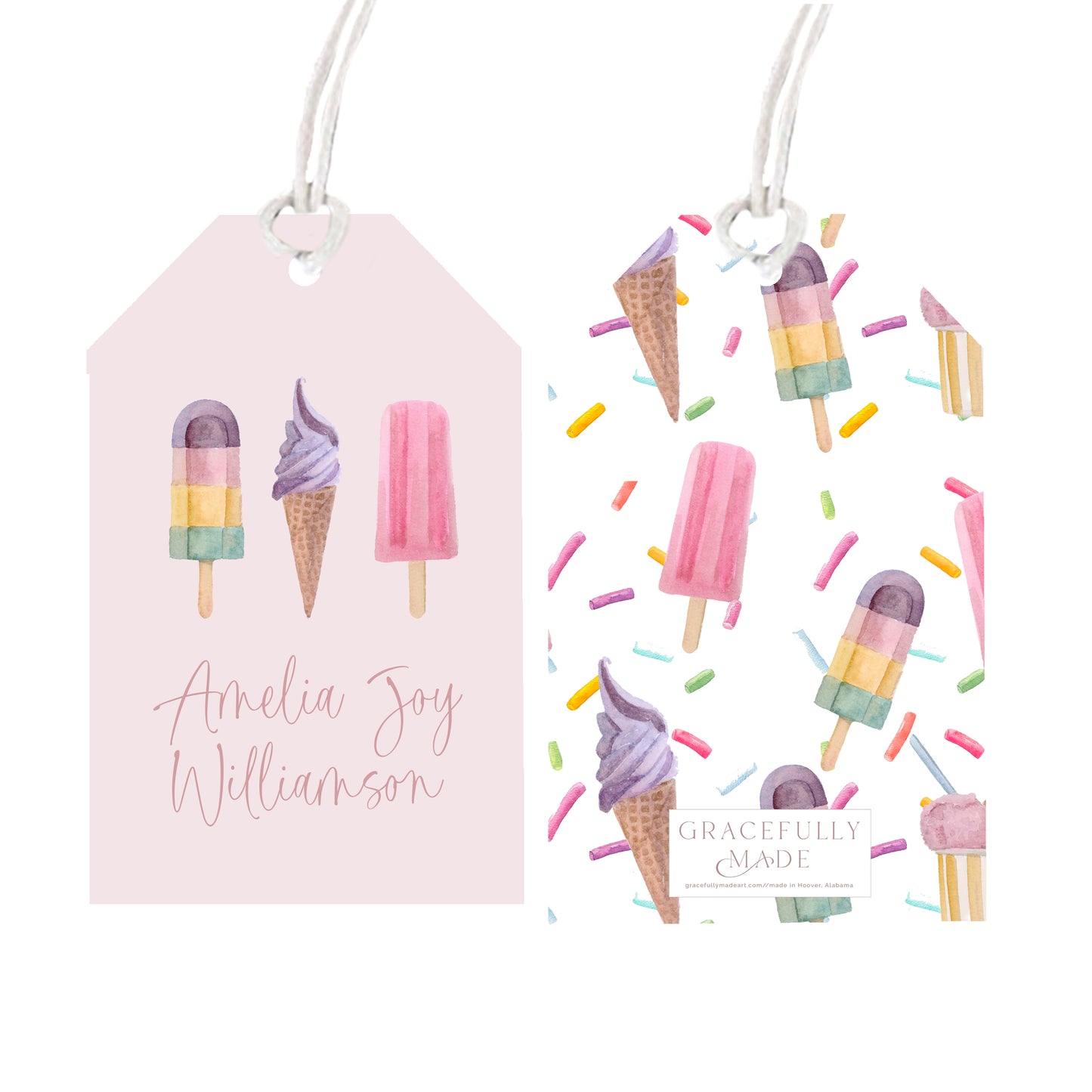 Personalized ice cream gift tags