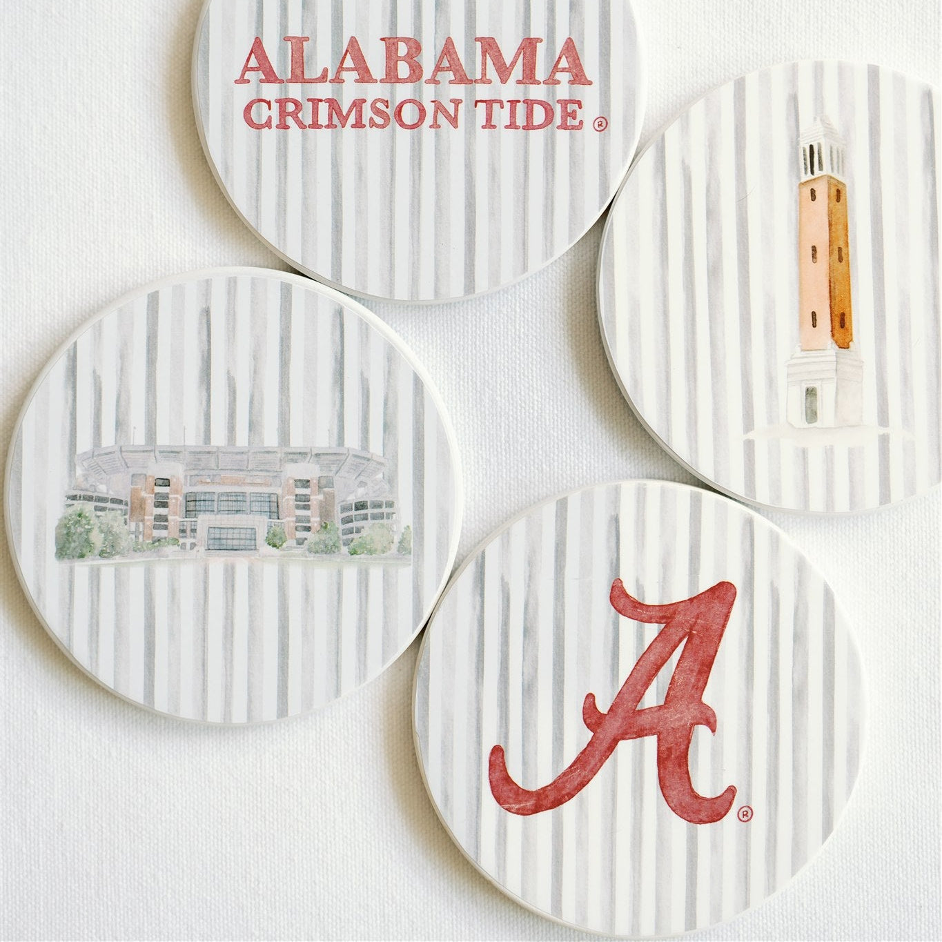 Ceramic Alabama Striped Coasters