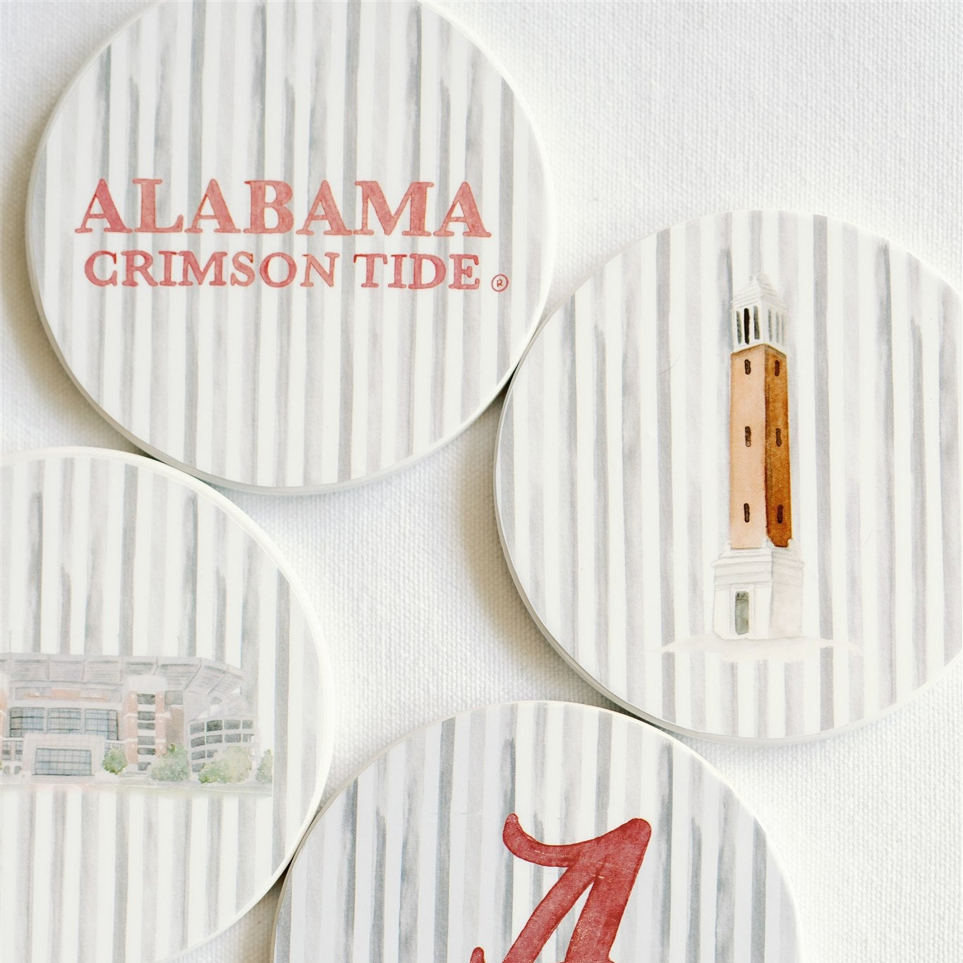 Ceramic Alabama Striped Coasters