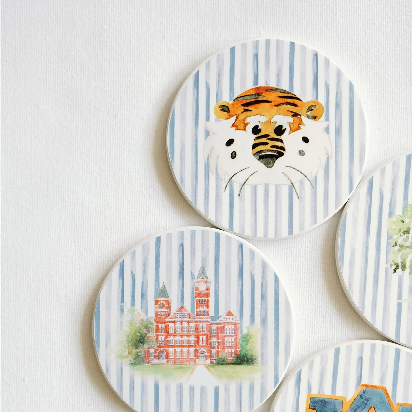 Ceramic Auburn Striped Coasters