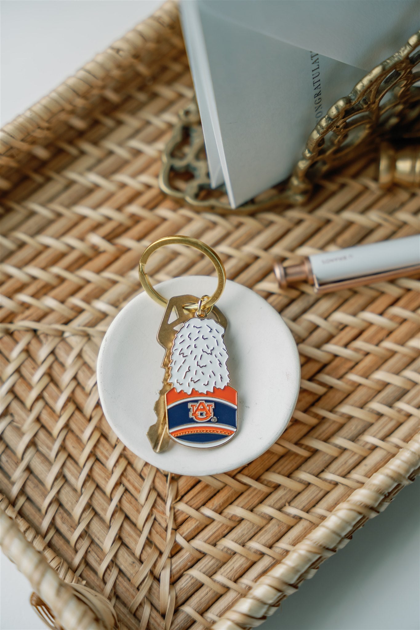 Auburn University Band Hat Enamel Keychain