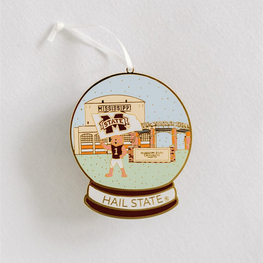 Enamel Mississippi State Snow Globe Ornament