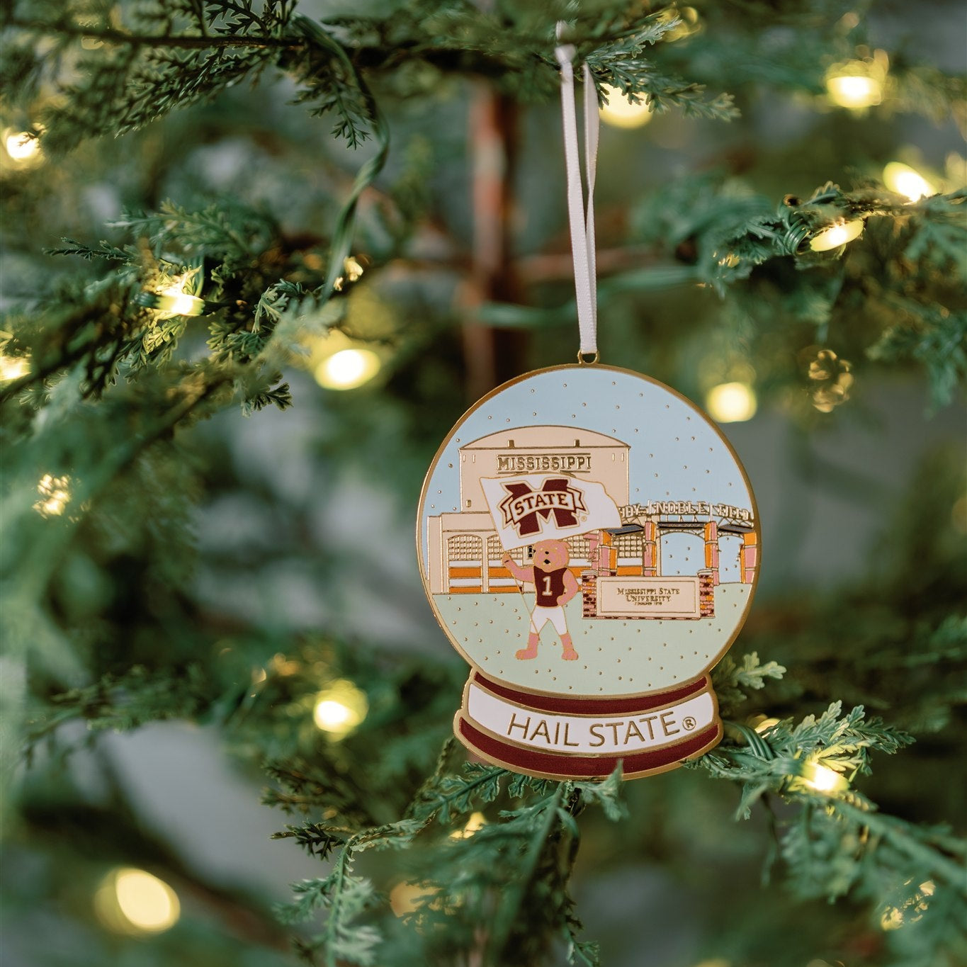 Enamel Mississippi State Snow Globe Ornament
