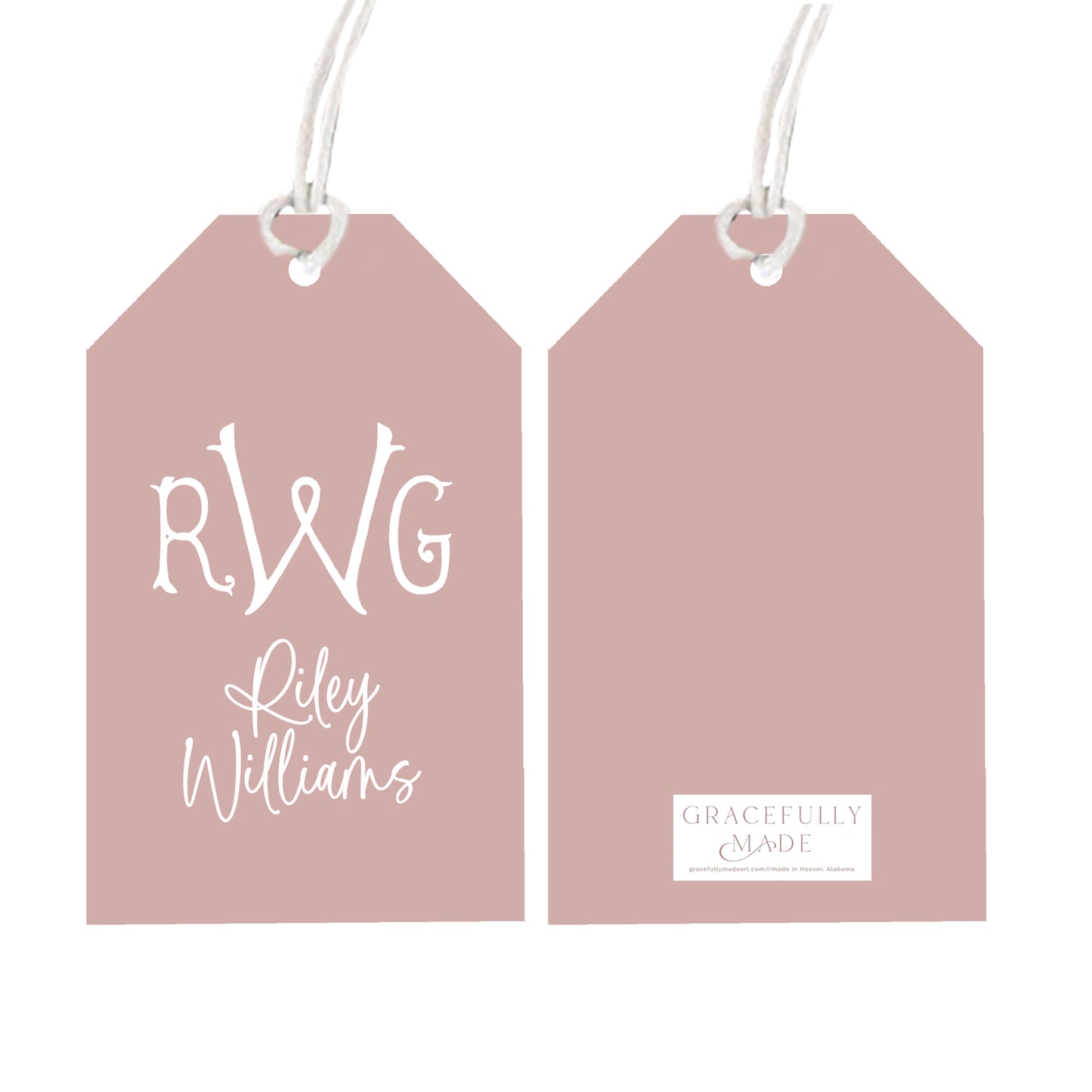 Personalized pink monogram gift tags