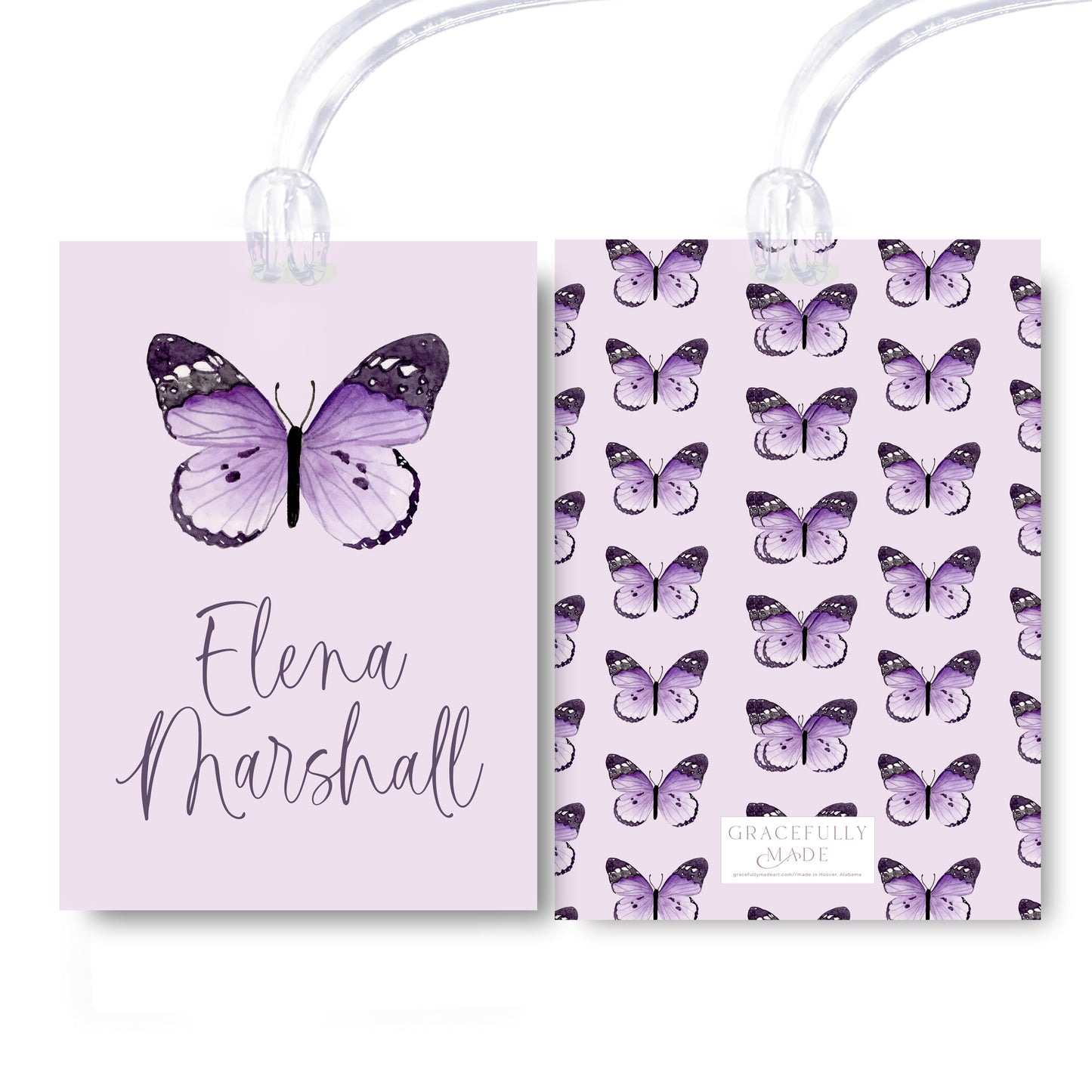 Purple Butterfly Bag Tag