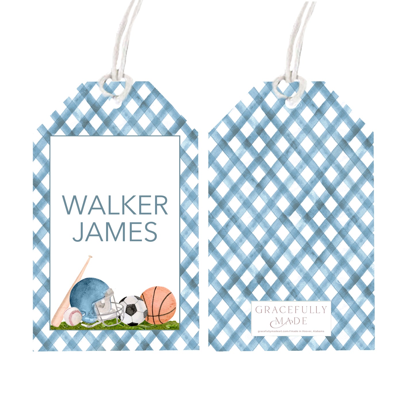 Personalized sports gift tags