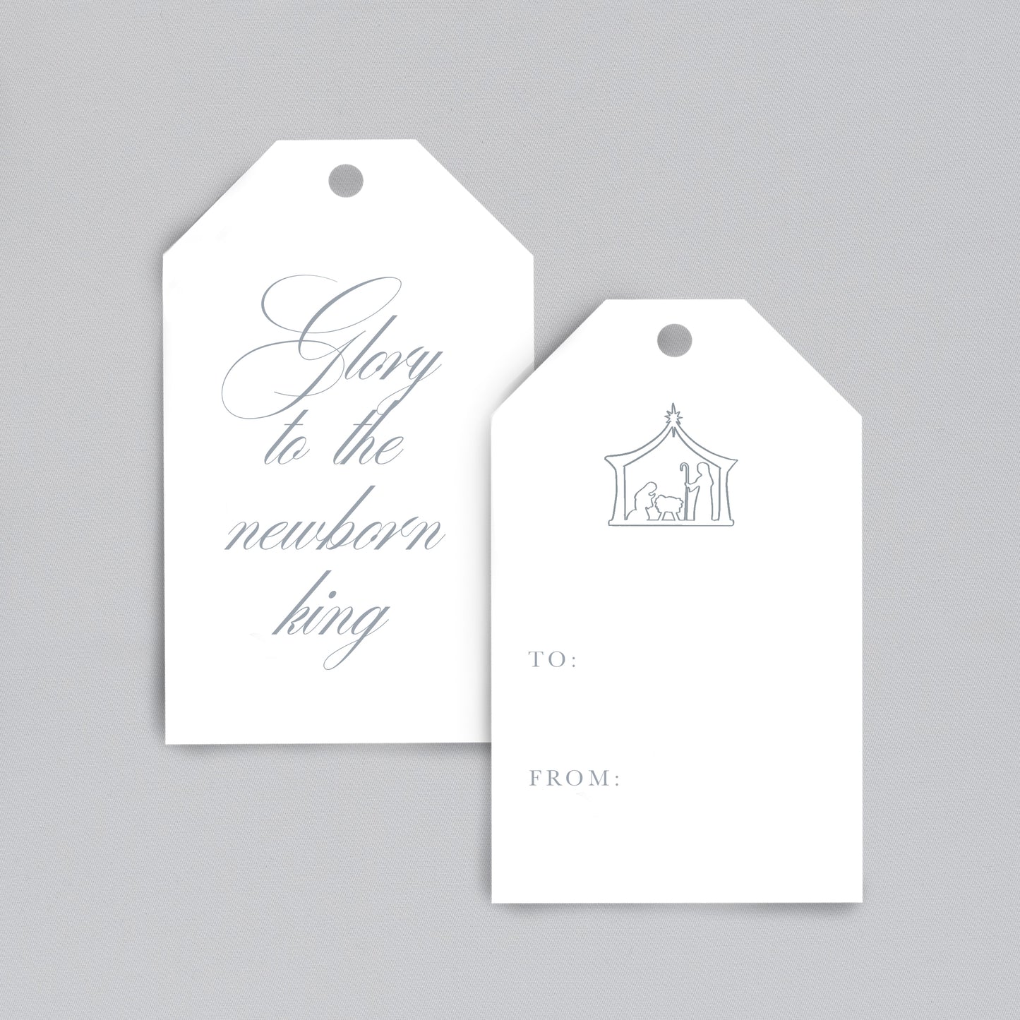 "Glory to the newborn king" gift tags