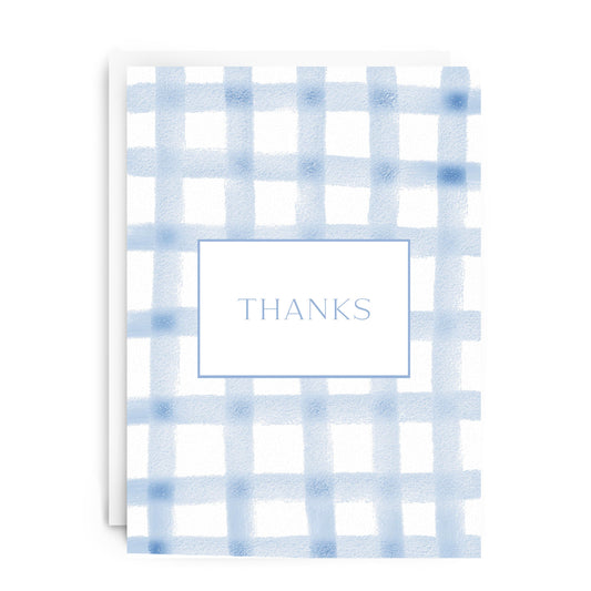 "Thanks" Blue Gingham Greeting Card