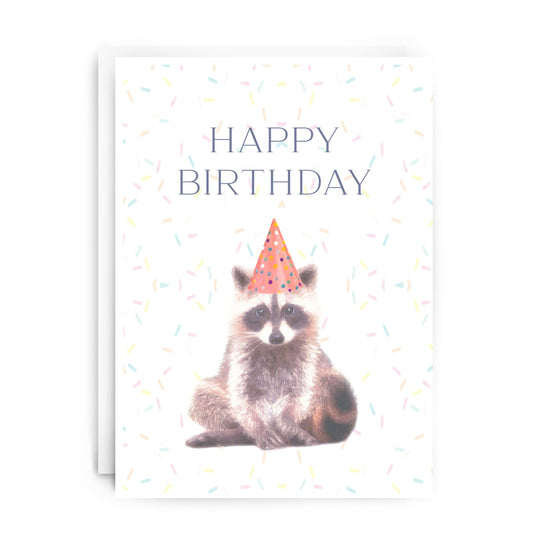 "Happy Birthday" Raccoon Greeting Card