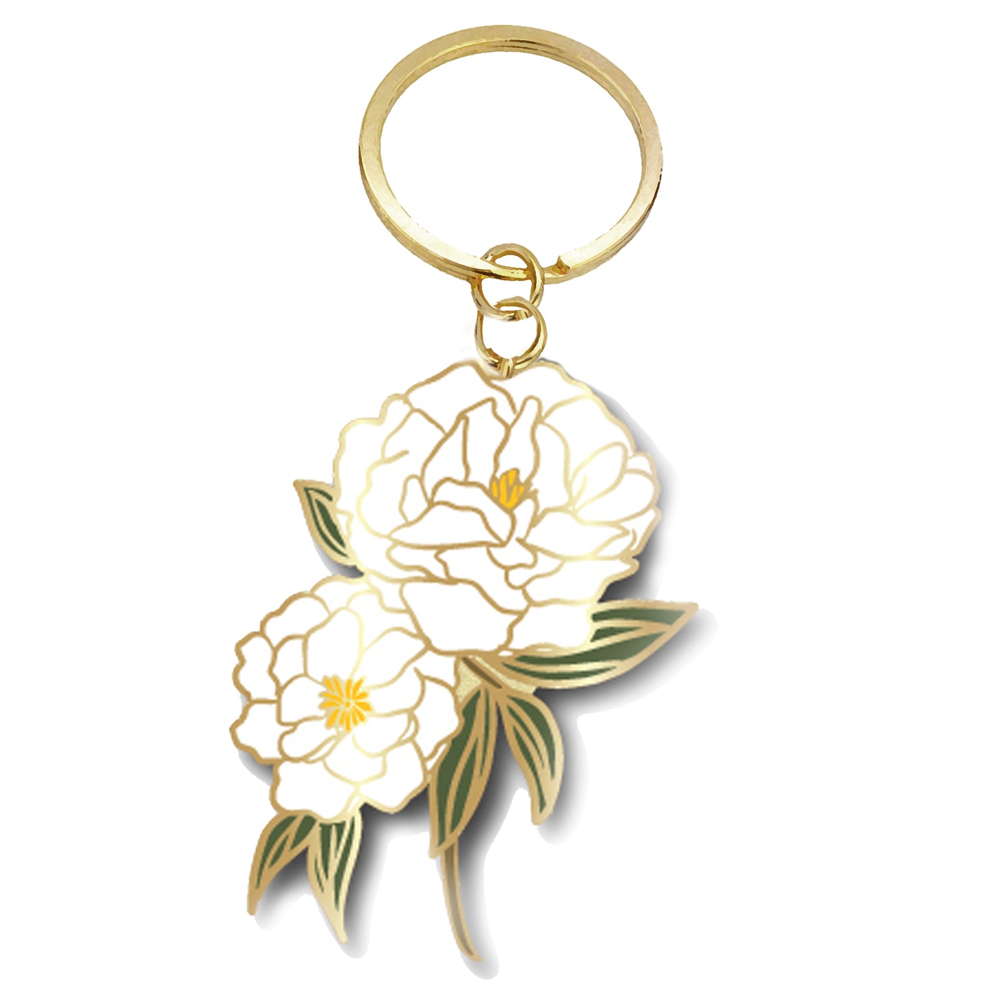 Enamel camellia keychain