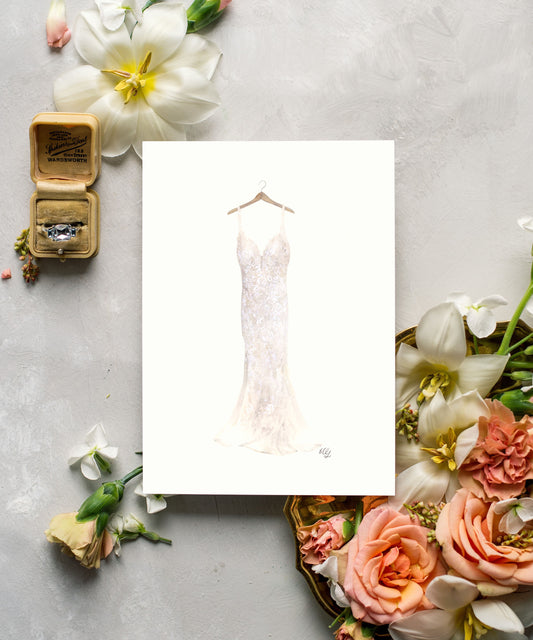 Custom Wedding Dress Watercolor