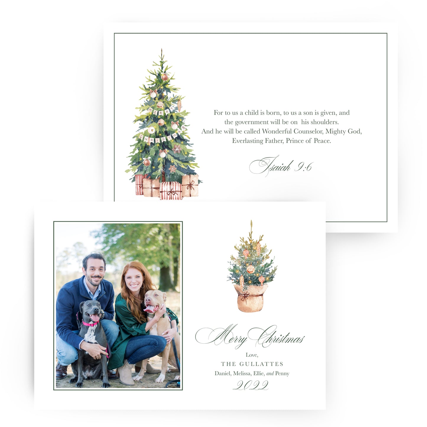 "Merry Christmas" Tree Cards